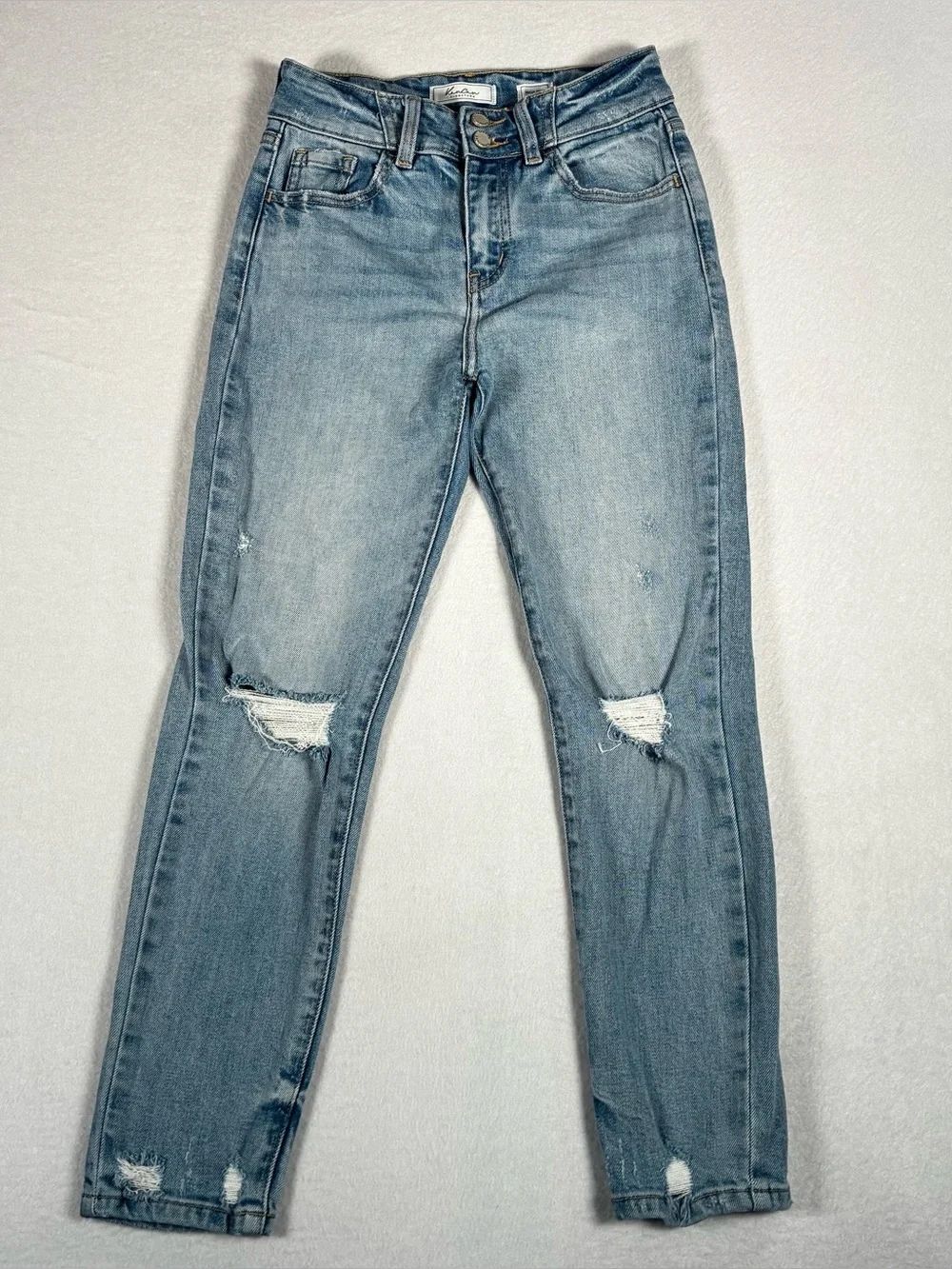 KanCan High-Rise Distressed Youth Jeans - Light Blue size: 14